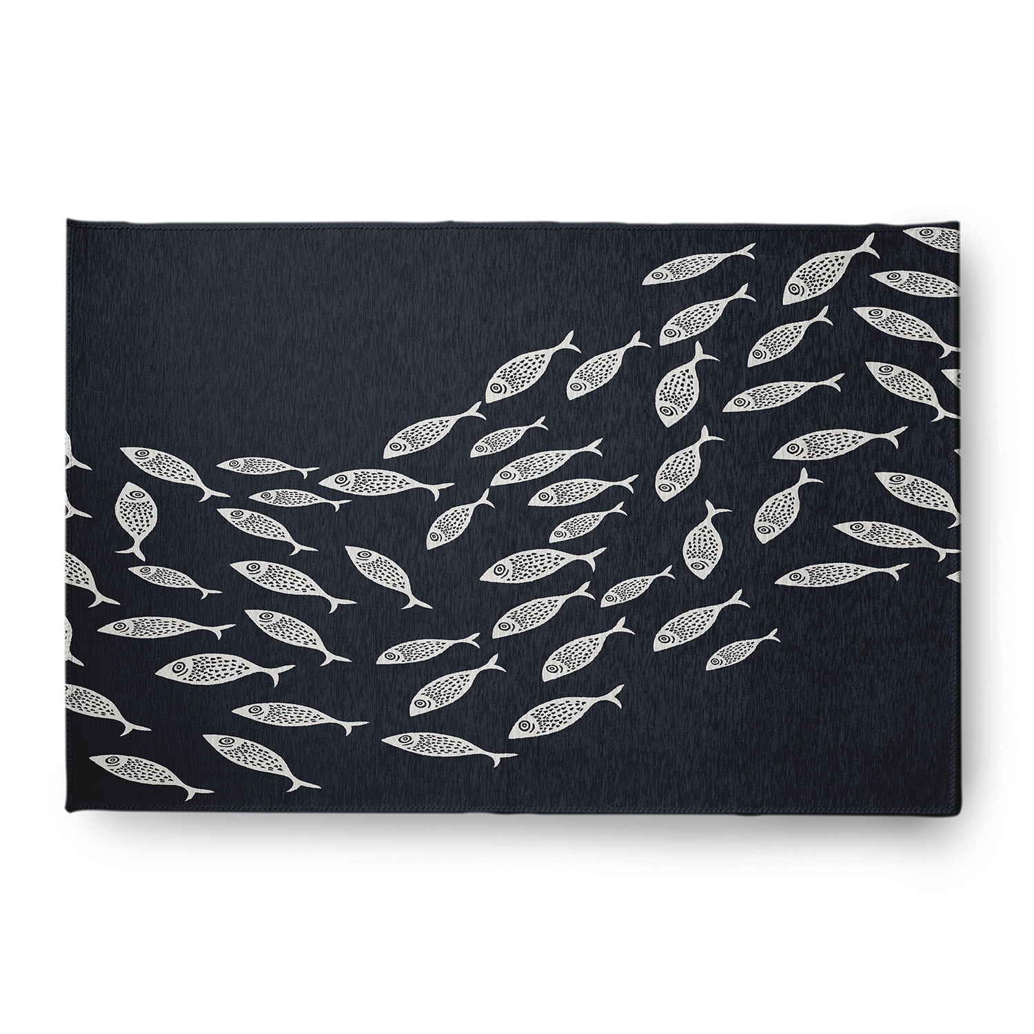 Simply Daisy 4' x 6' Escuela Nautical Chenille Rug, Shark Blue and White