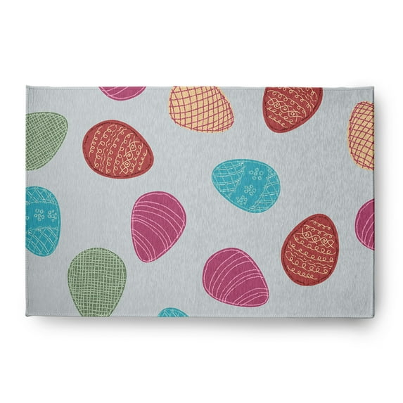 Simply Daisy 4' x 6' Etched Glass Gray Egg Hunt Easter Chenille Indoor/Outdoor Rug