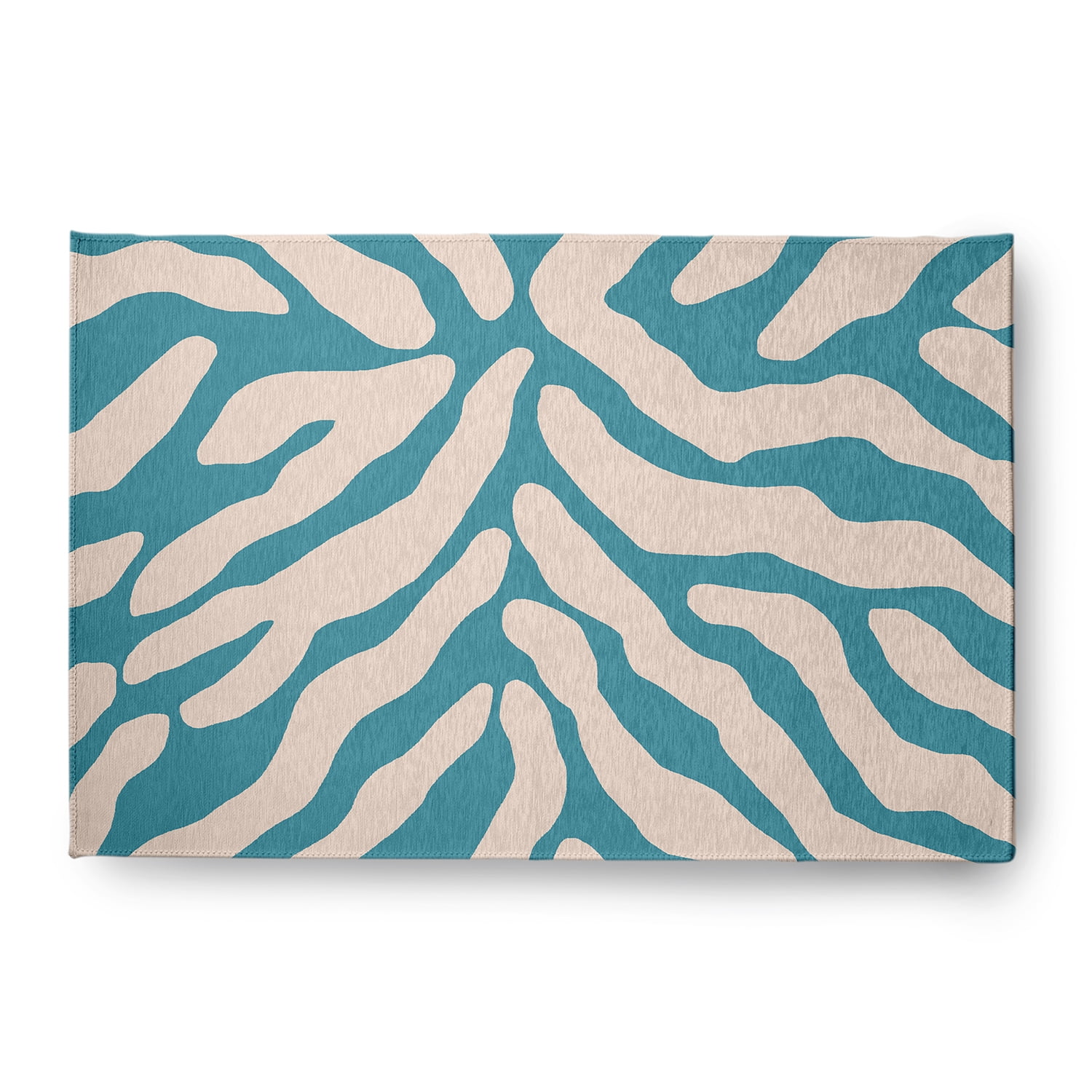 Simply Daisy 4' x 6' Explorer Blue Animal Stripe Spring Chenille Indoor/Outdoor Rug