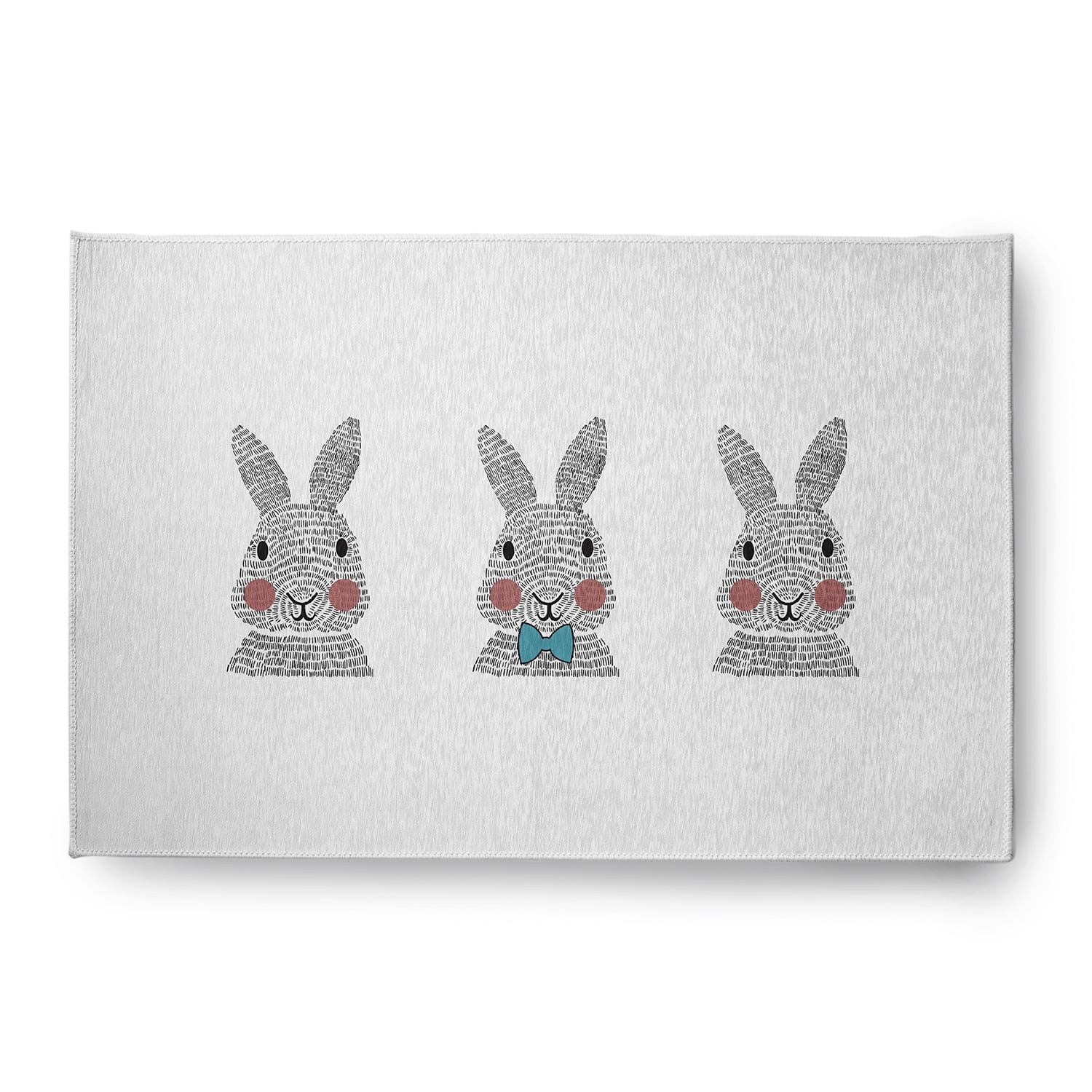 Simply Daisy 4' x 6' Explorer Blue Bunny Triplets Easter Chenille Indoor/Outdoor Rug