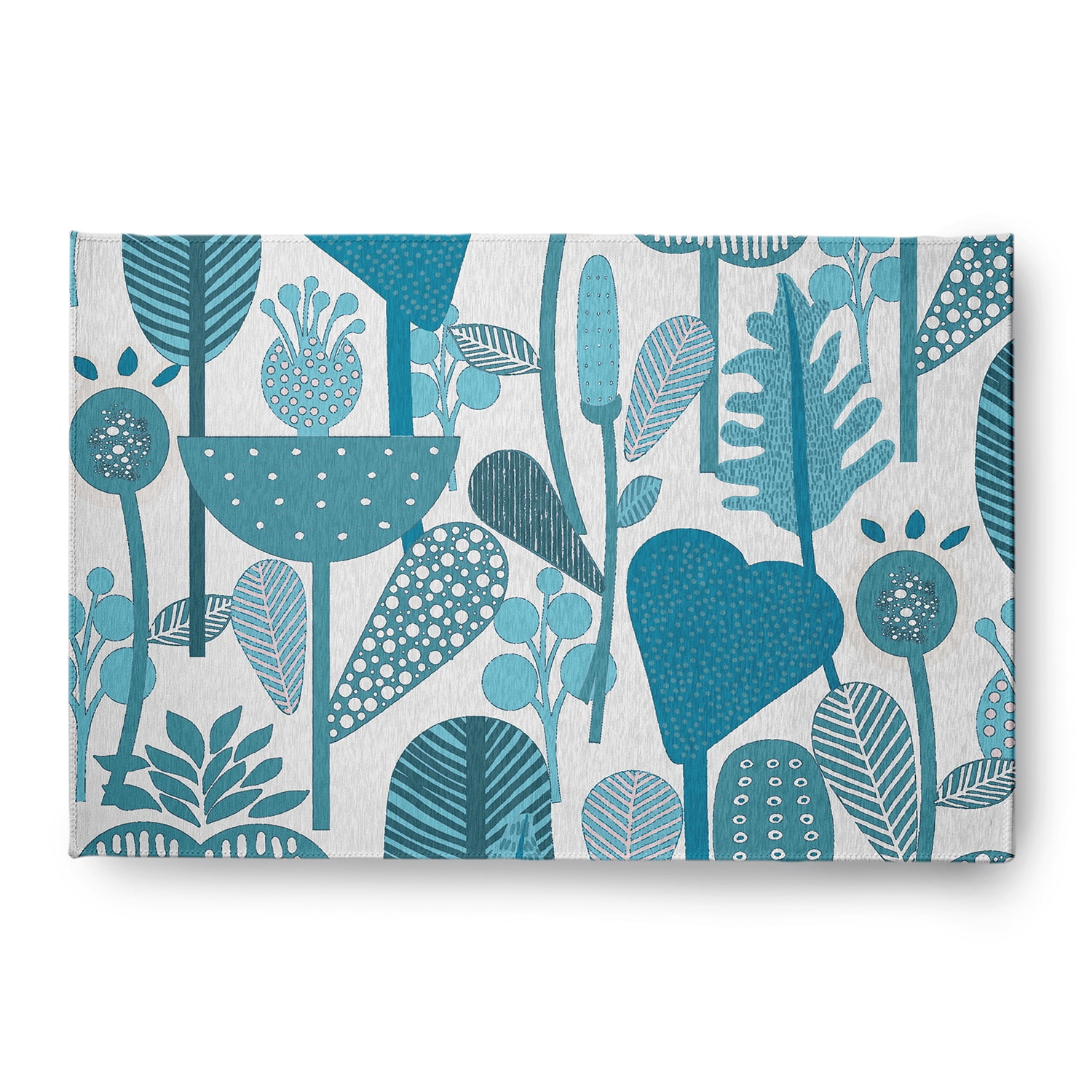 Simply Daisy 4' x 6' Explorer Blue Flower Forest Spring Chenille Indoor/Outdoor Rug