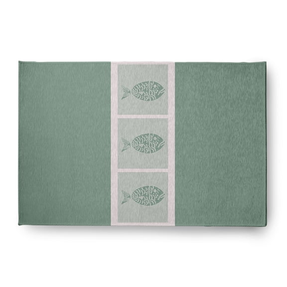 Simply Daisy 4' x 6' Fish Chips Nautical Chenille Rug, Sage