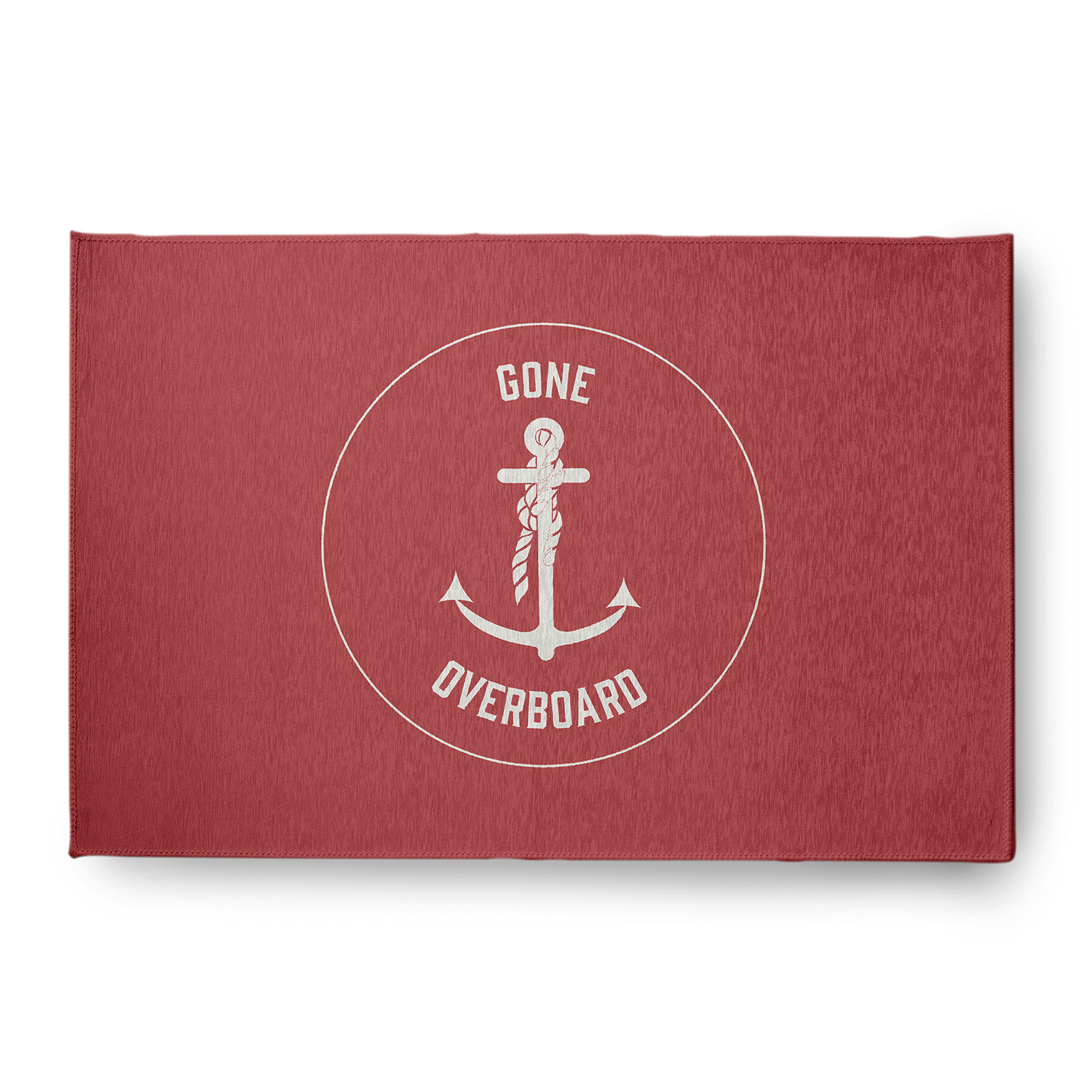 Simply Daisy 4' x 6' Gone Forever Overboard Nautical Chenille Rug, Ligonberry Red