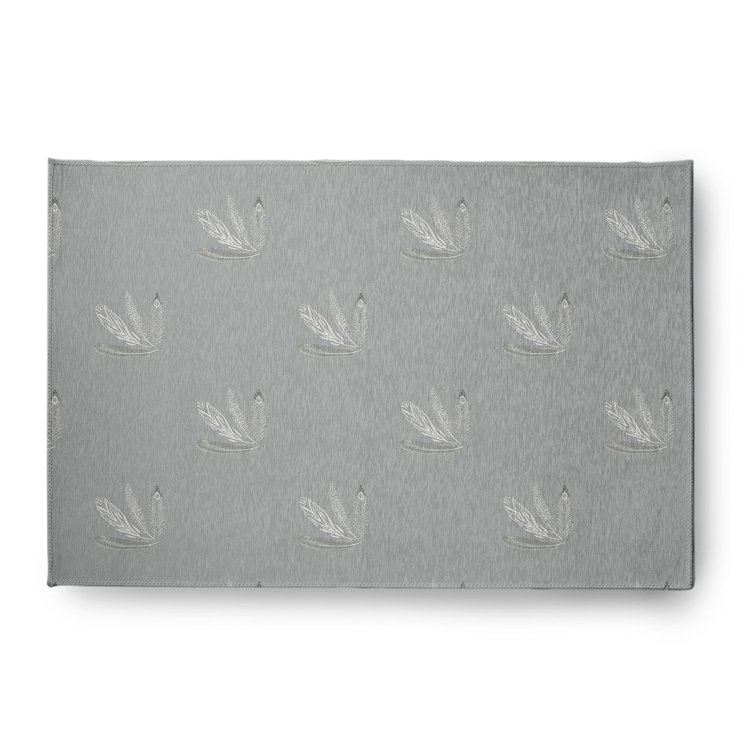 Simply Daisy 4' x 6' Gray Feather Pattern Spring Chenille Indoor/Outdoor Rug
