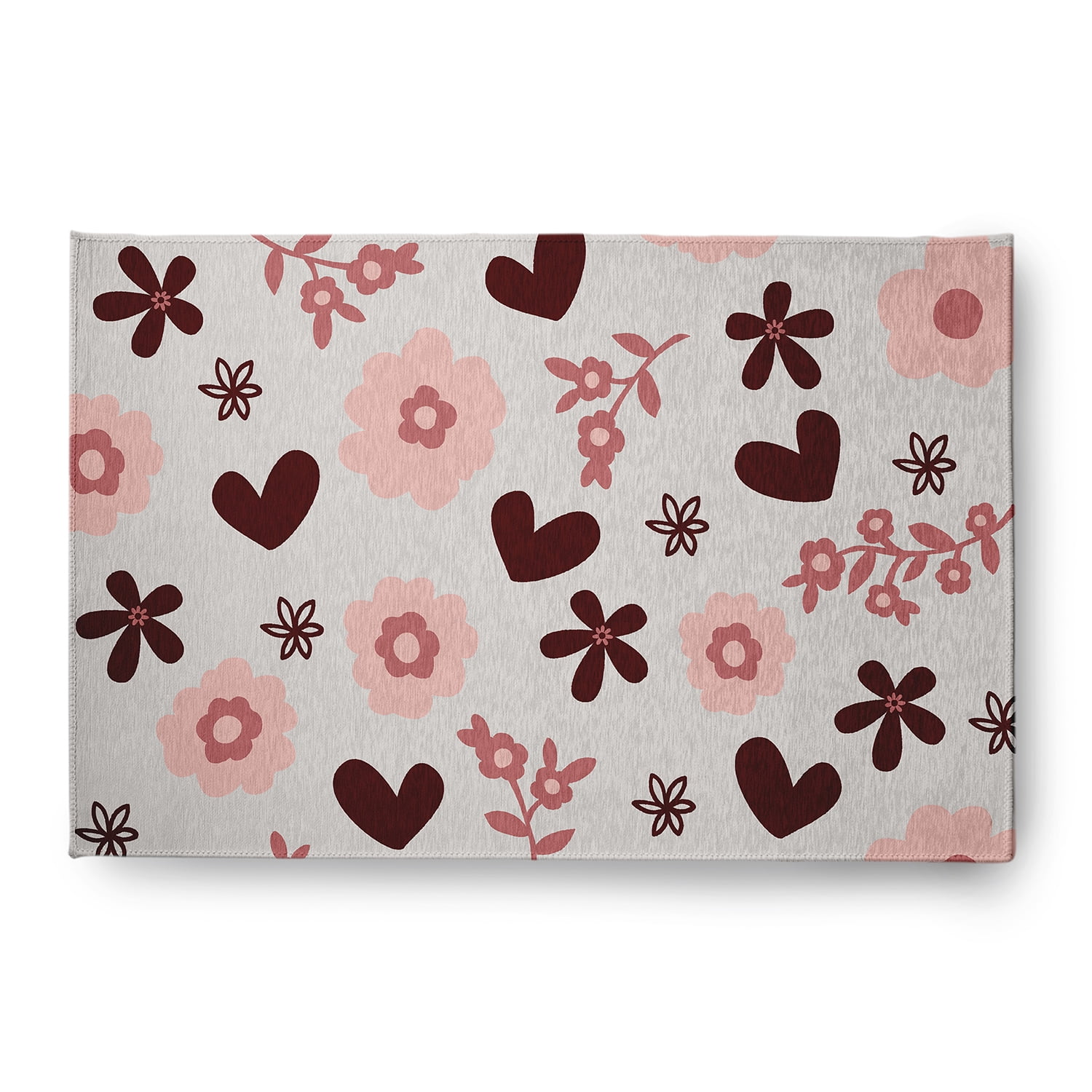 Simply Daisy 4' x 6' Gray Flowery Love Valentines Chenille Indoor/Outdoor Rug