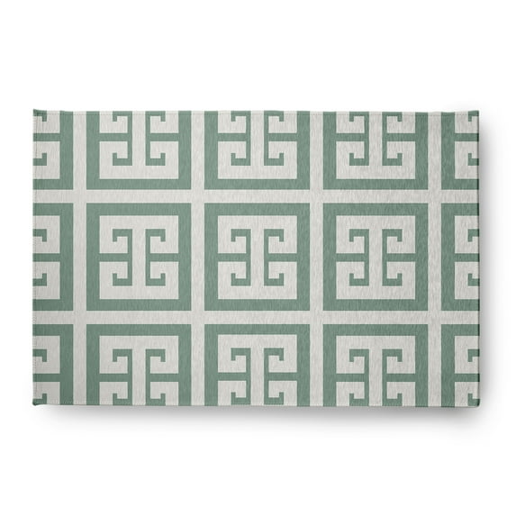 Simply Daisy 4' x 6' Greek Key Patterned Chenille Rug, Sage