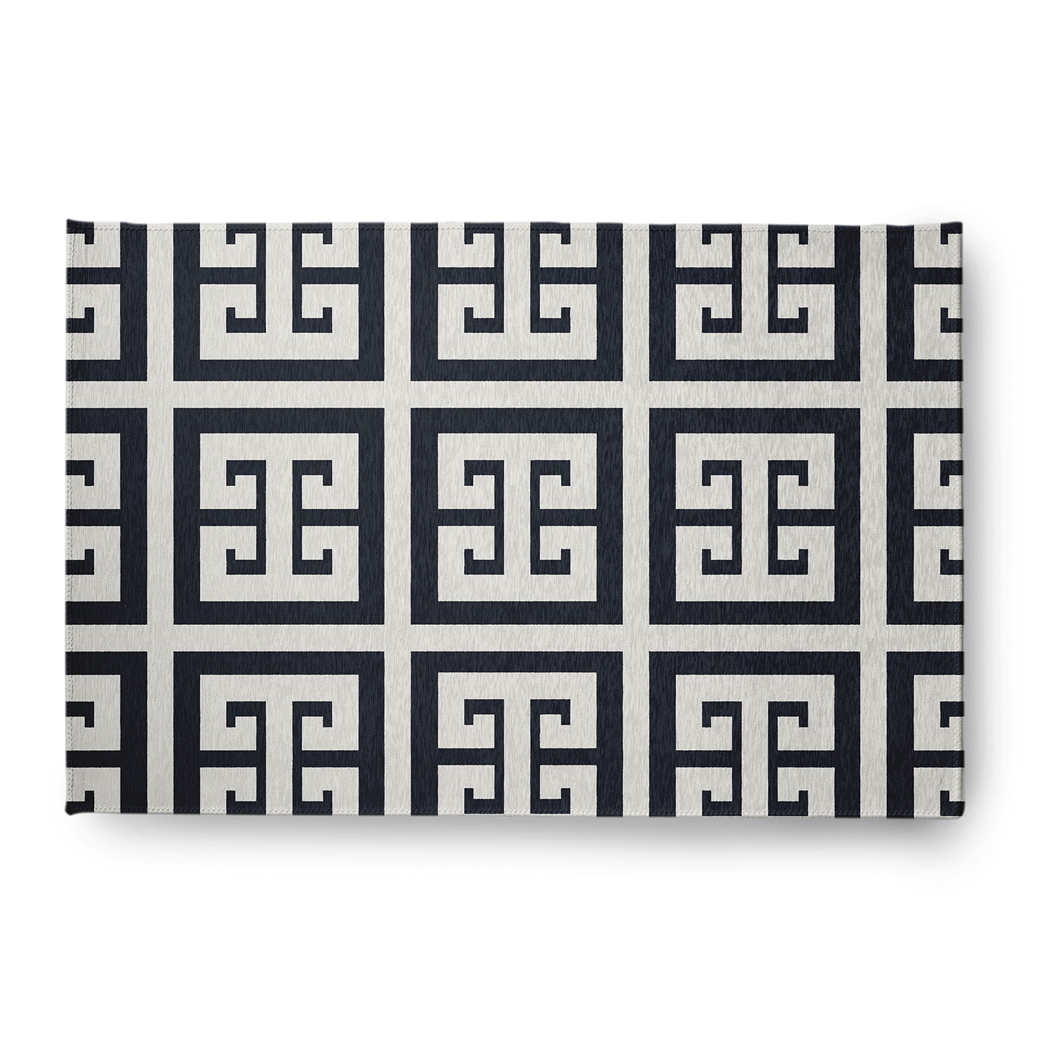 Simply Daisy 4' x 6' Greek Key Patterned Chenille Rug, Shark Blue