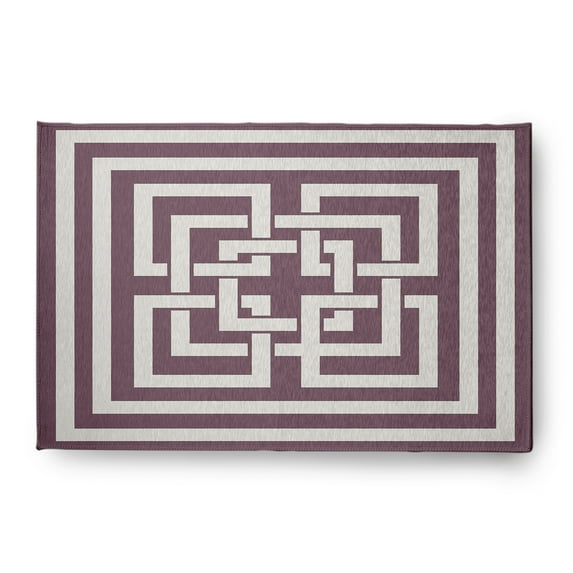 Simply Daisy 4' x 6' Greek New Key Nautical Chenille Rug, Dusty Purple