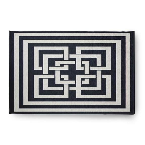 Simply Daisy 4' x 6' Greek New Key Nautical Chenille Rug, Shark Blue