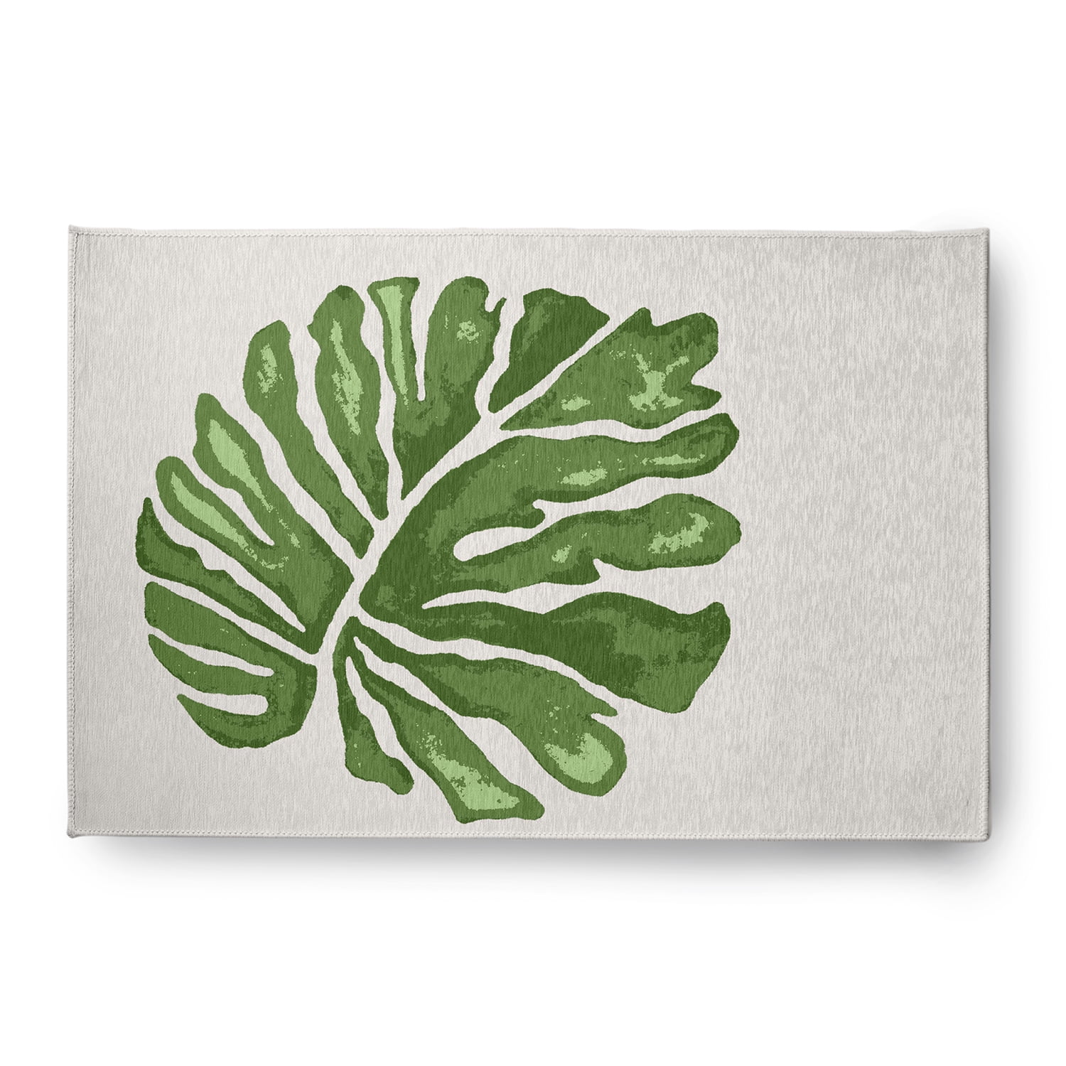 Simply Daisy 4' x 6' Green Big Leaf Spring Chenille Indoor/Outdoor Rug