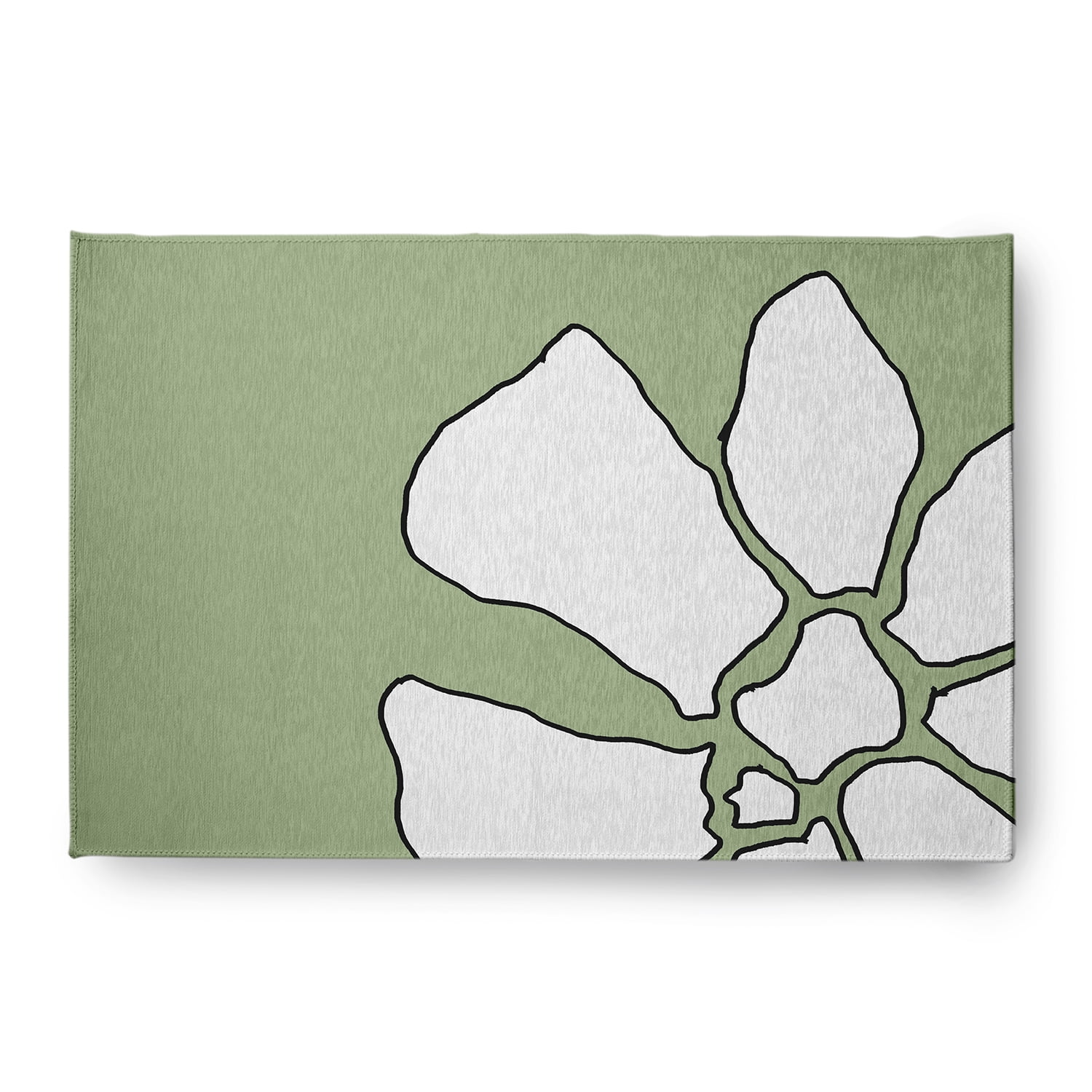 Simply Daisy 4' x 6' Green Petal Lines Spring Chenille Indoor/Outdoor Rug