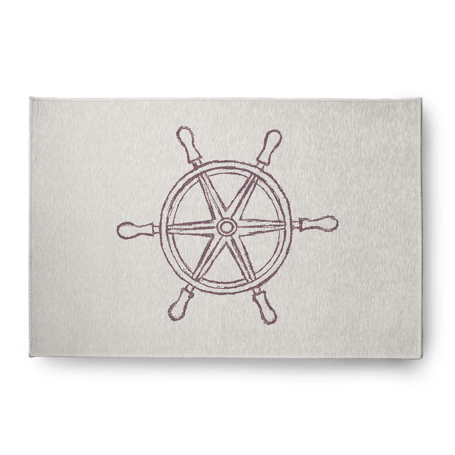 Simply Daisy 4' x 6' Large Ship Wheel Nautical Chenille Rug, Dusty Purple