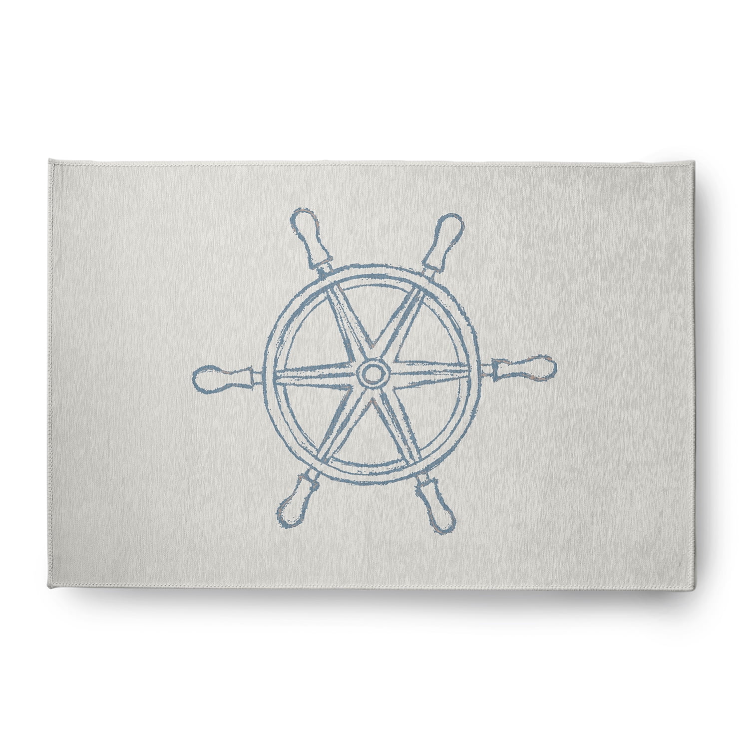 Simply Daisy 4' x 6' Large Ship Wheel Nautical Chenille Rug, Dusty Smoke