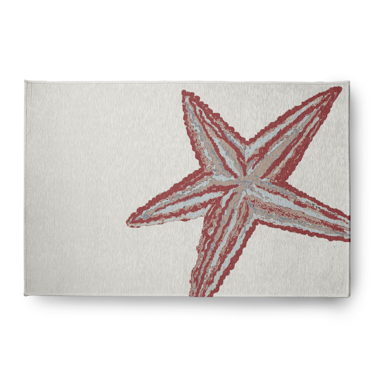 Simply Daisy 4' x 6' Large Starfish Nautical Chenille Rug, Ligonberry Red