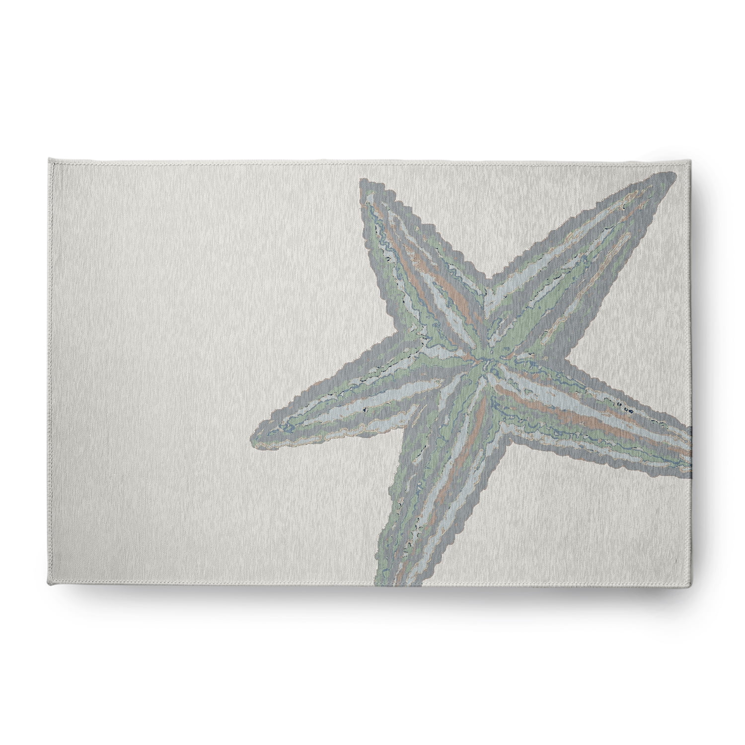Simply Daisy 4' x 6' Large Starfish Nautical Chenille Rug, Pretty Grey