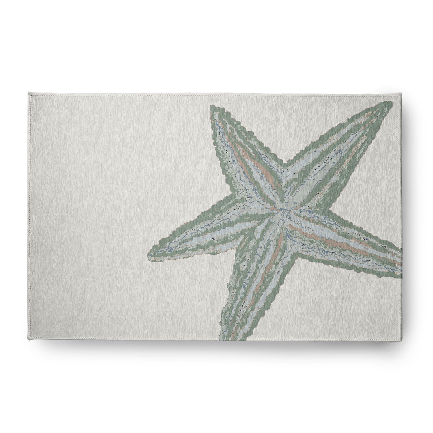 Simply Daisy 4' x 6' Large Starfish Nautical Chenille Rug, Sage