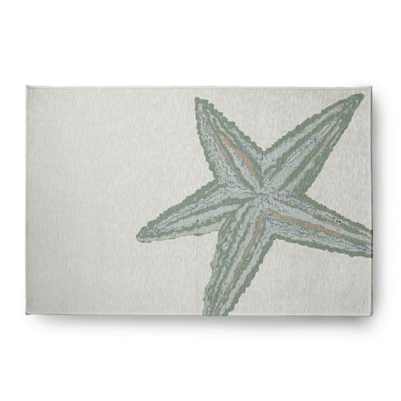 Simply Daisy 4' x 6' Large Starfish Nautical Chenille Rug, Sage