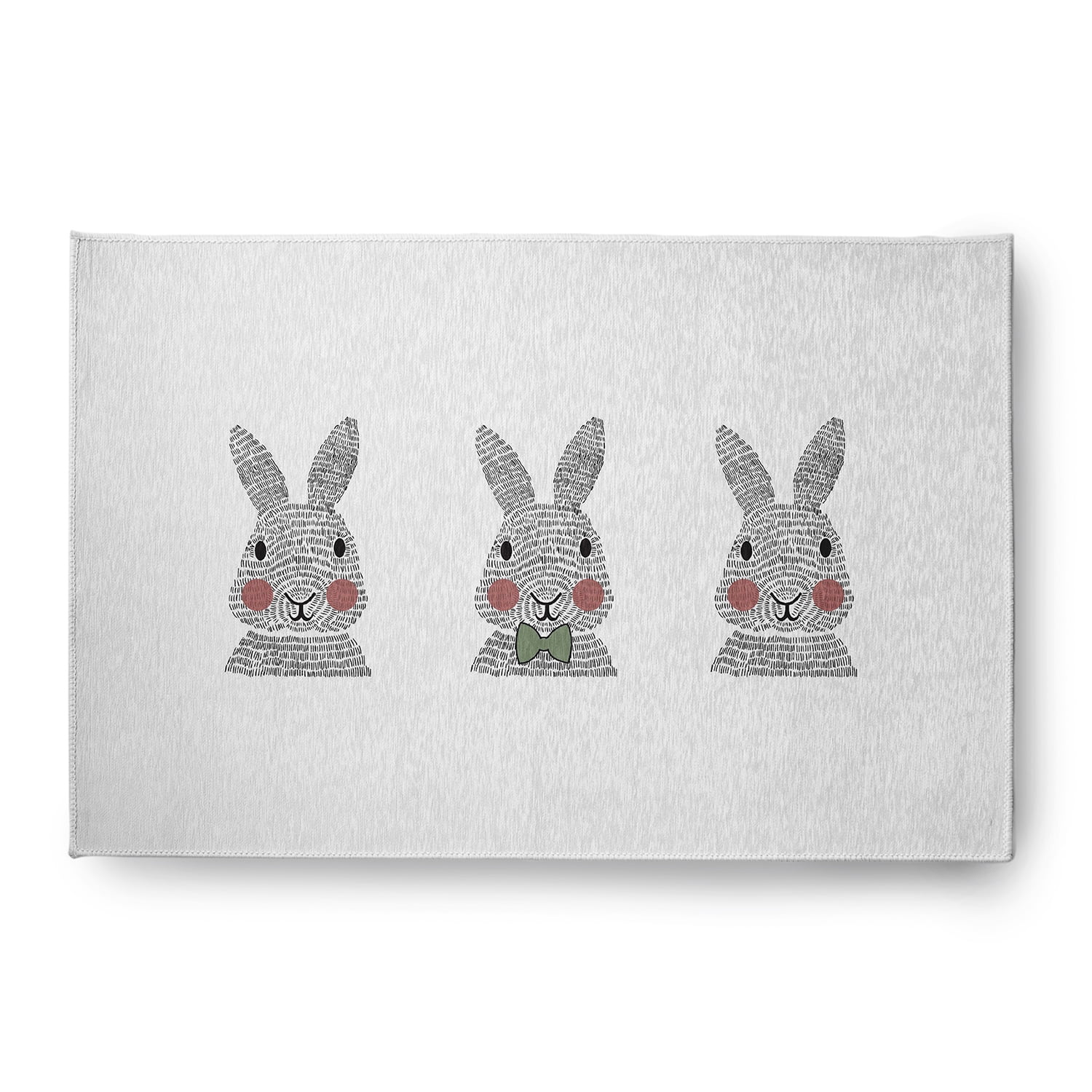 Simply Daisy 4' x 6' Laurel Tree Green Bunny Triplets Easter Chenille Indoor/Outdoor Rug