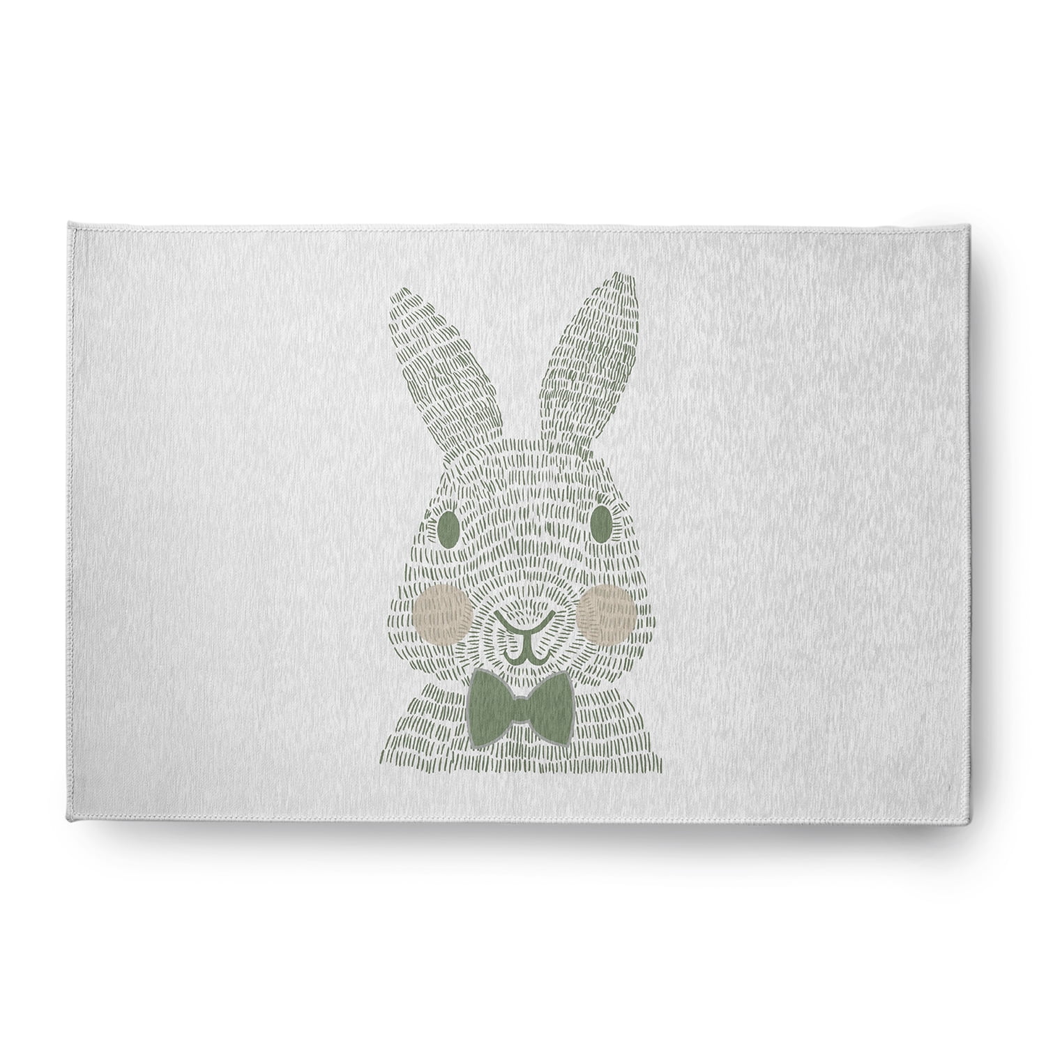 Simply Daisy 4' x 6' Laurel Tree Green Monochrome Bunny Easter Chenille Indoor/Outdoor Rug