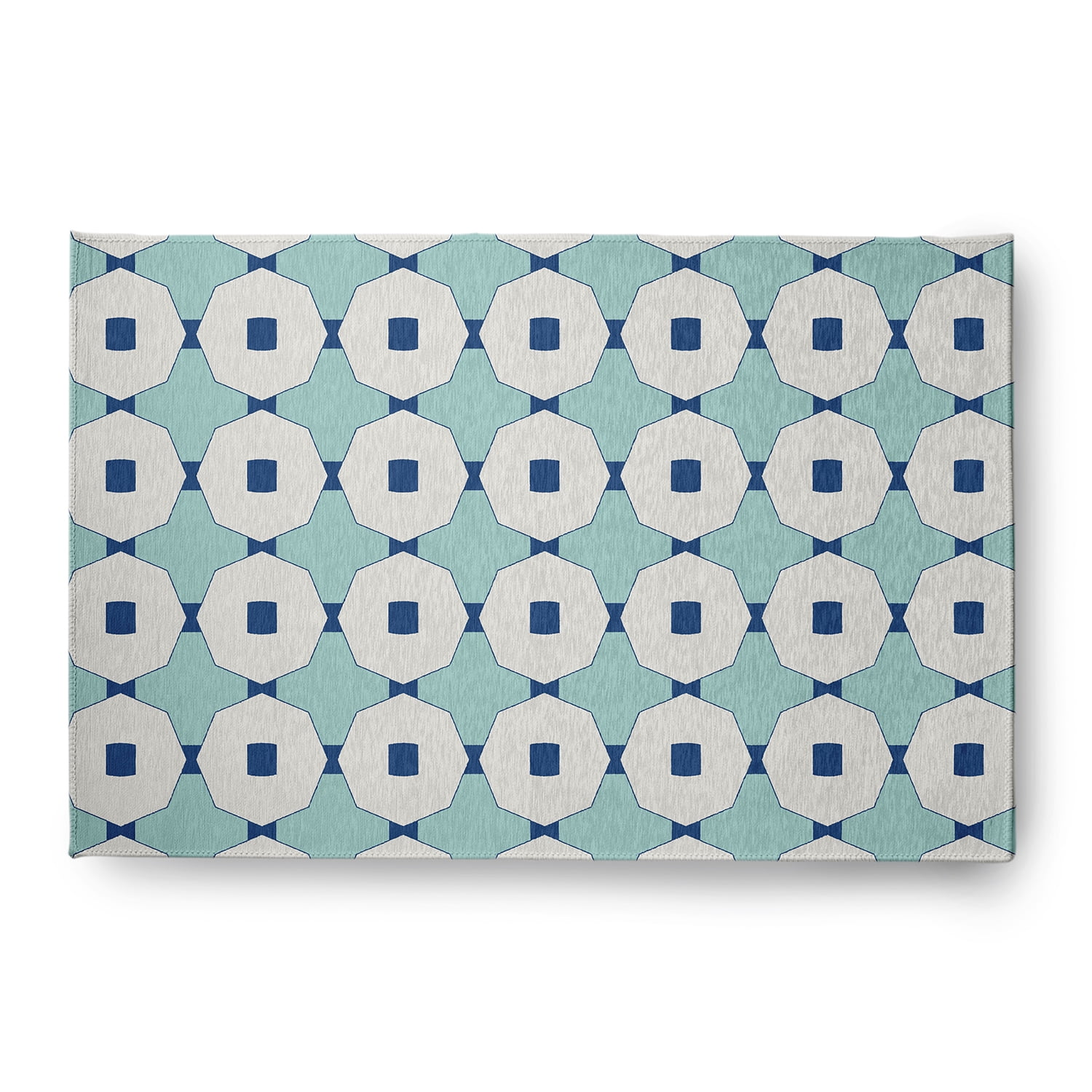Simply Daisy 4' x 6' Light Blue Button Up Spring Chenille Indoor/Outdoor Rug