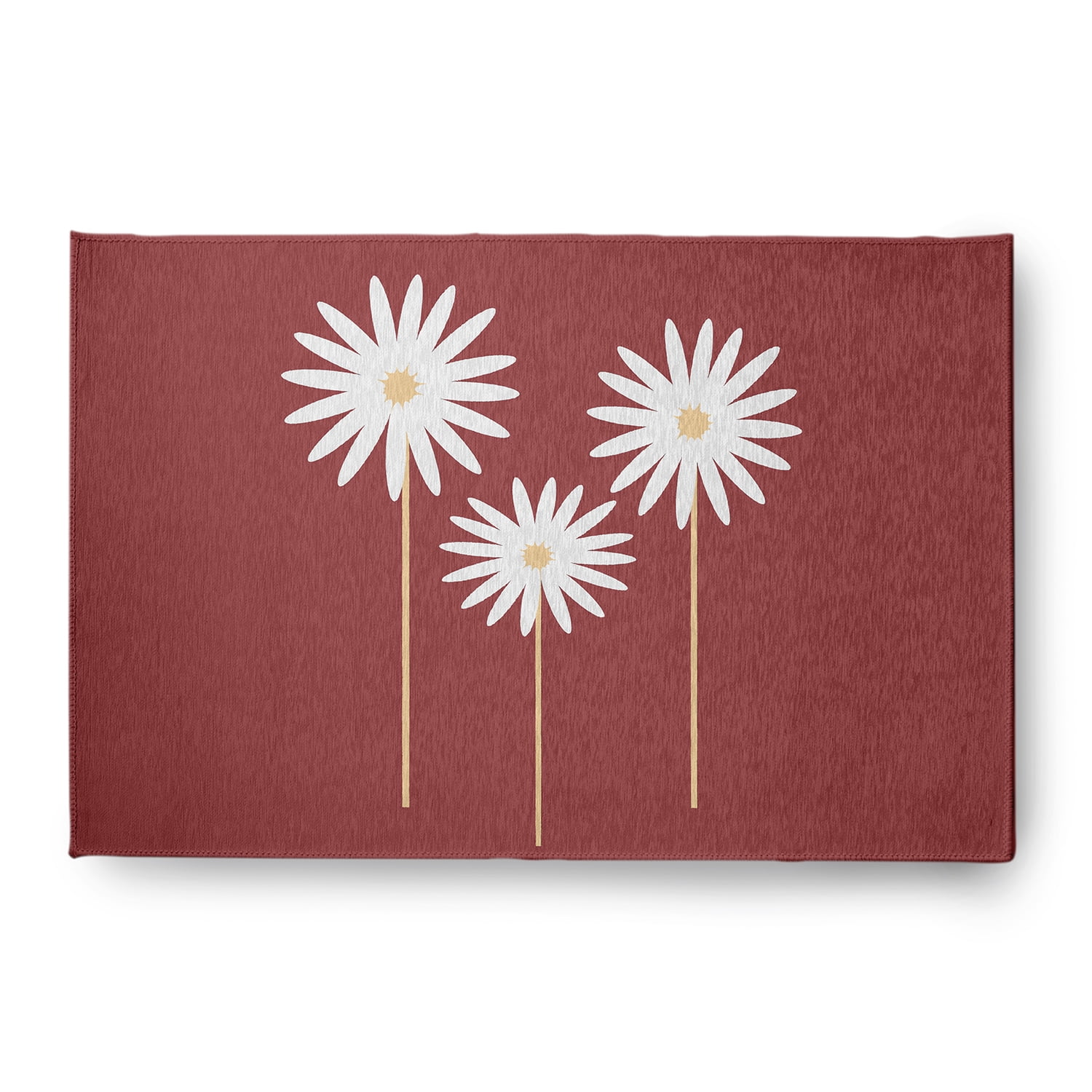 Simply Daisy 4' x 6' Ligonberry Red Floral Print Spring Chenille Indoor/Outdoor Rug