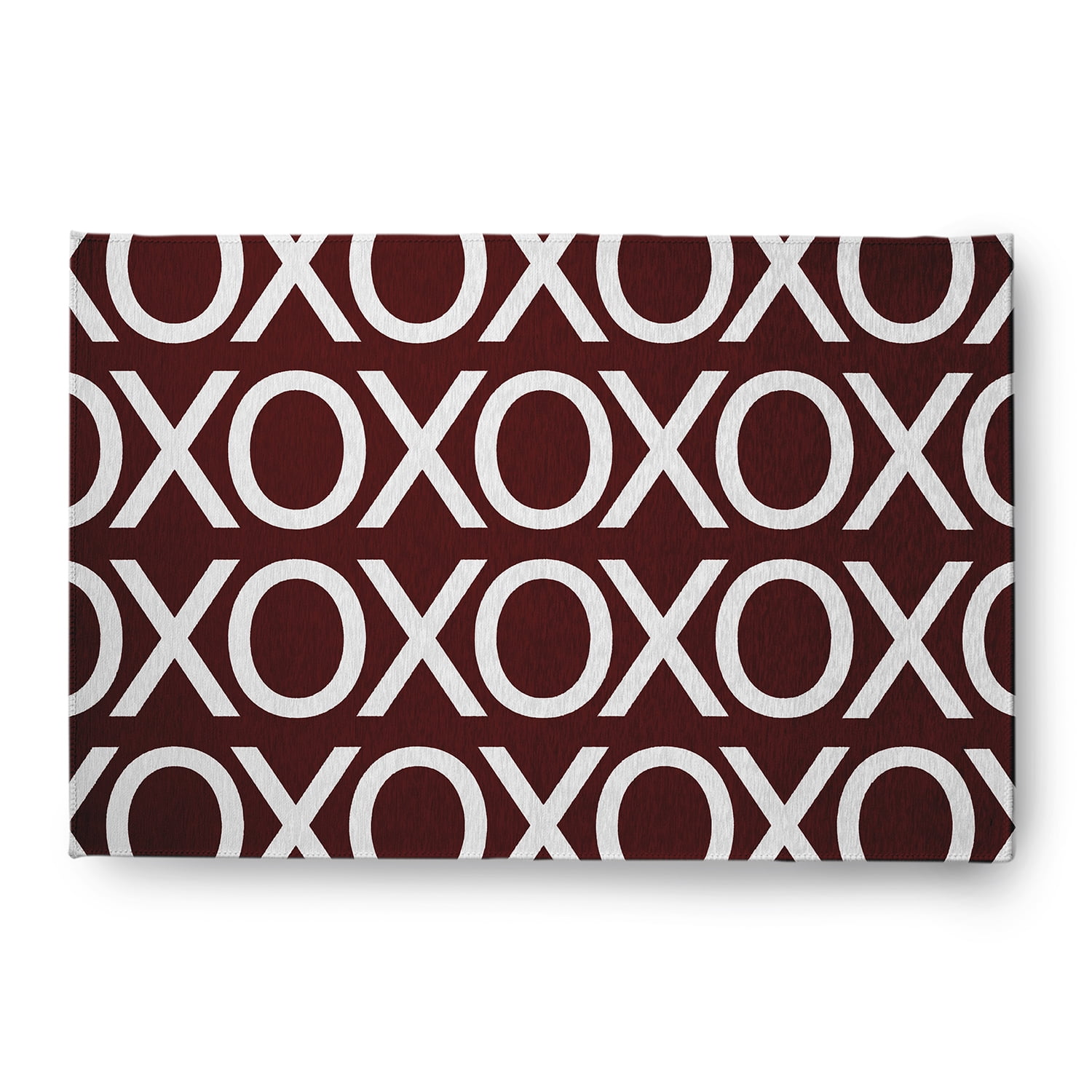 Simply Daisy 4' x 6' Maroon Hugs and Kisses Valentines Chenille Indoor/Outdoor Rug