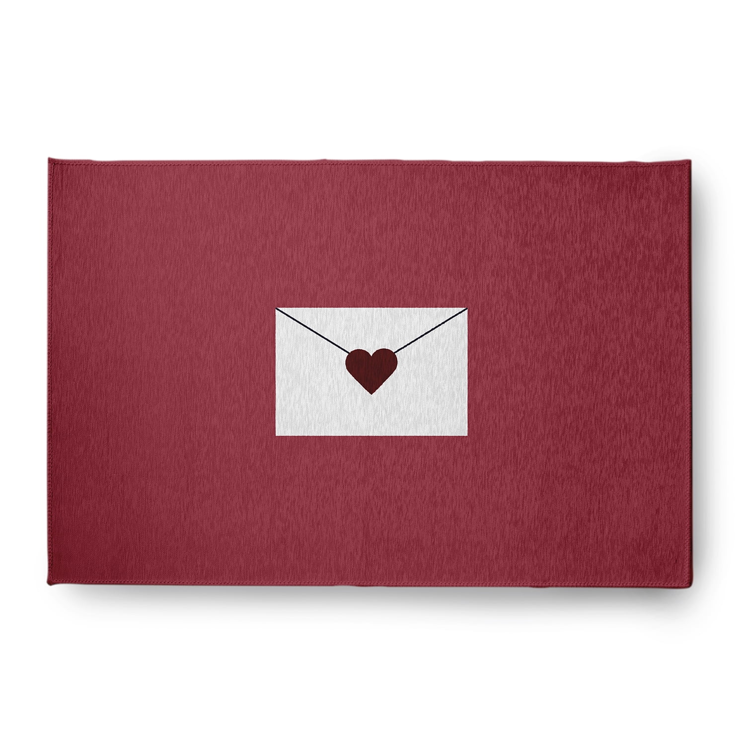 Simply Daisy 4' x 6' Maroon Love Letter Valentines Chenille Indoor/Outdoor Rug