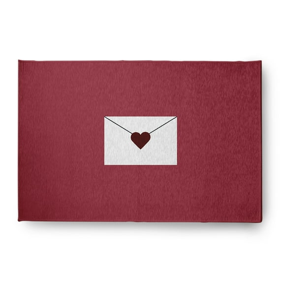 Simply Daisy 4' x 6' Maroon Love Letter Valentines Chenille Indoor/Outdoor Rug