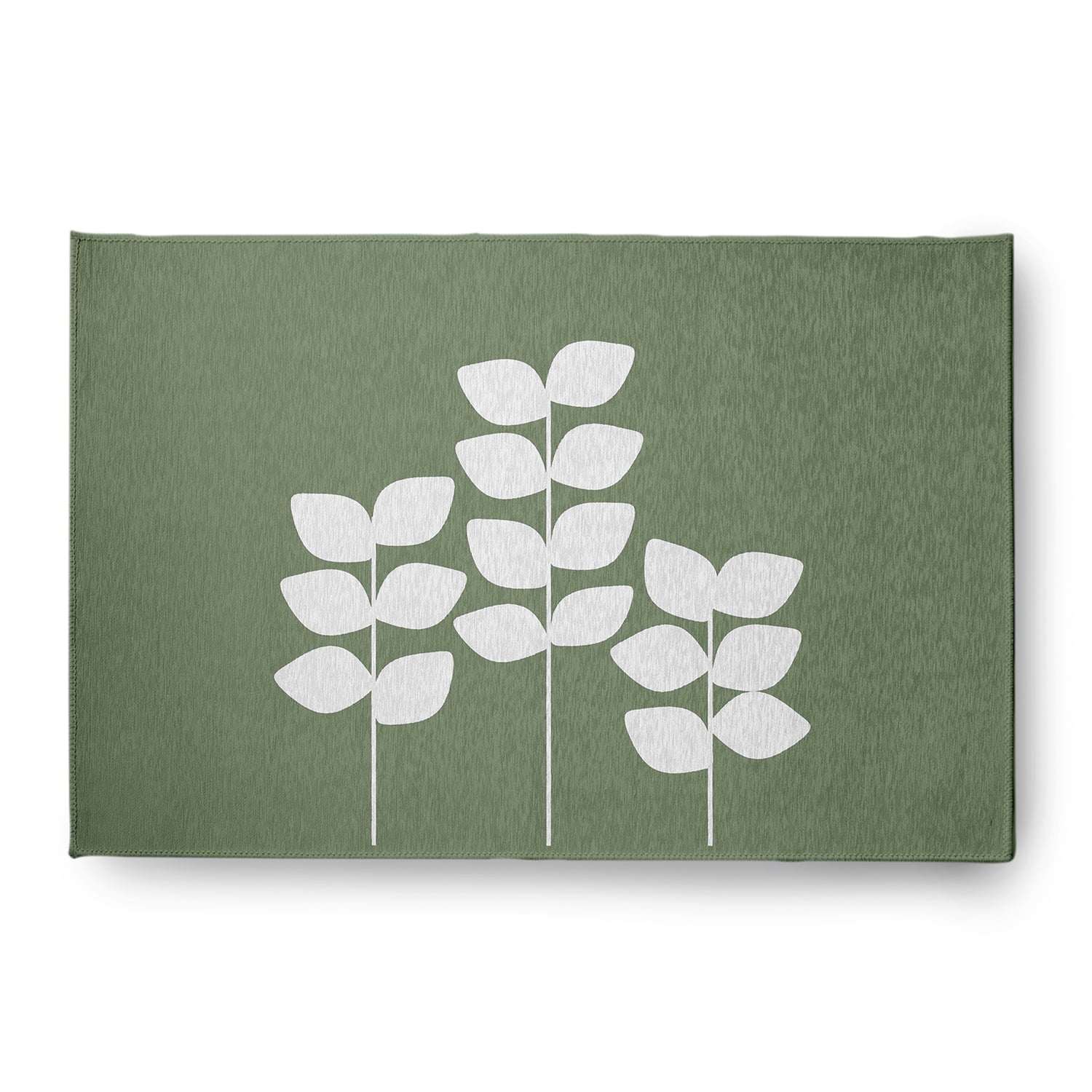 Simply Daisy 4' x 6' Muted Green Simple Stems Spring Chenille Indoor/Outdoor Rug
