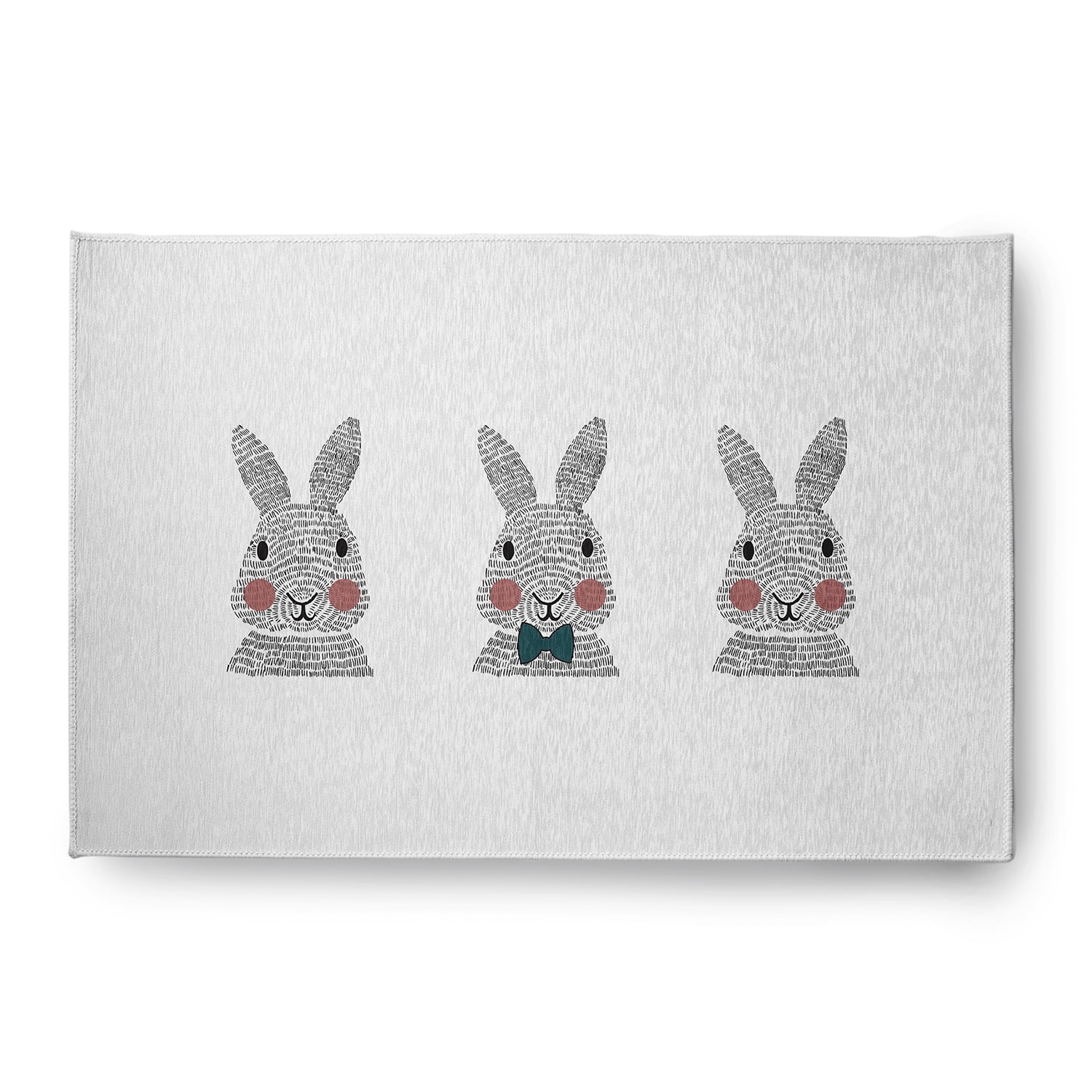 Simply Daisy 4' x 6' Ocean Abyss Green Bunny Triplets Easter Chenille Indoor/Outdoor Rug