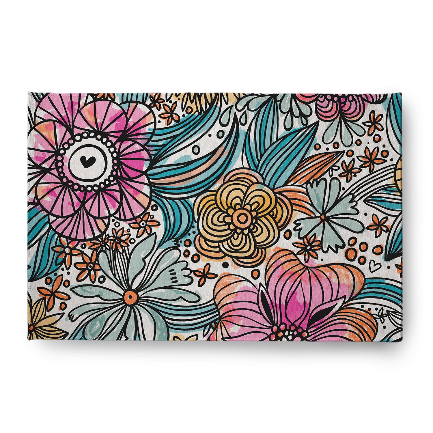 Simply Daisy 4' x 6' Orange Flower Melange Spring Chenille Indoor/Outdoor Rug