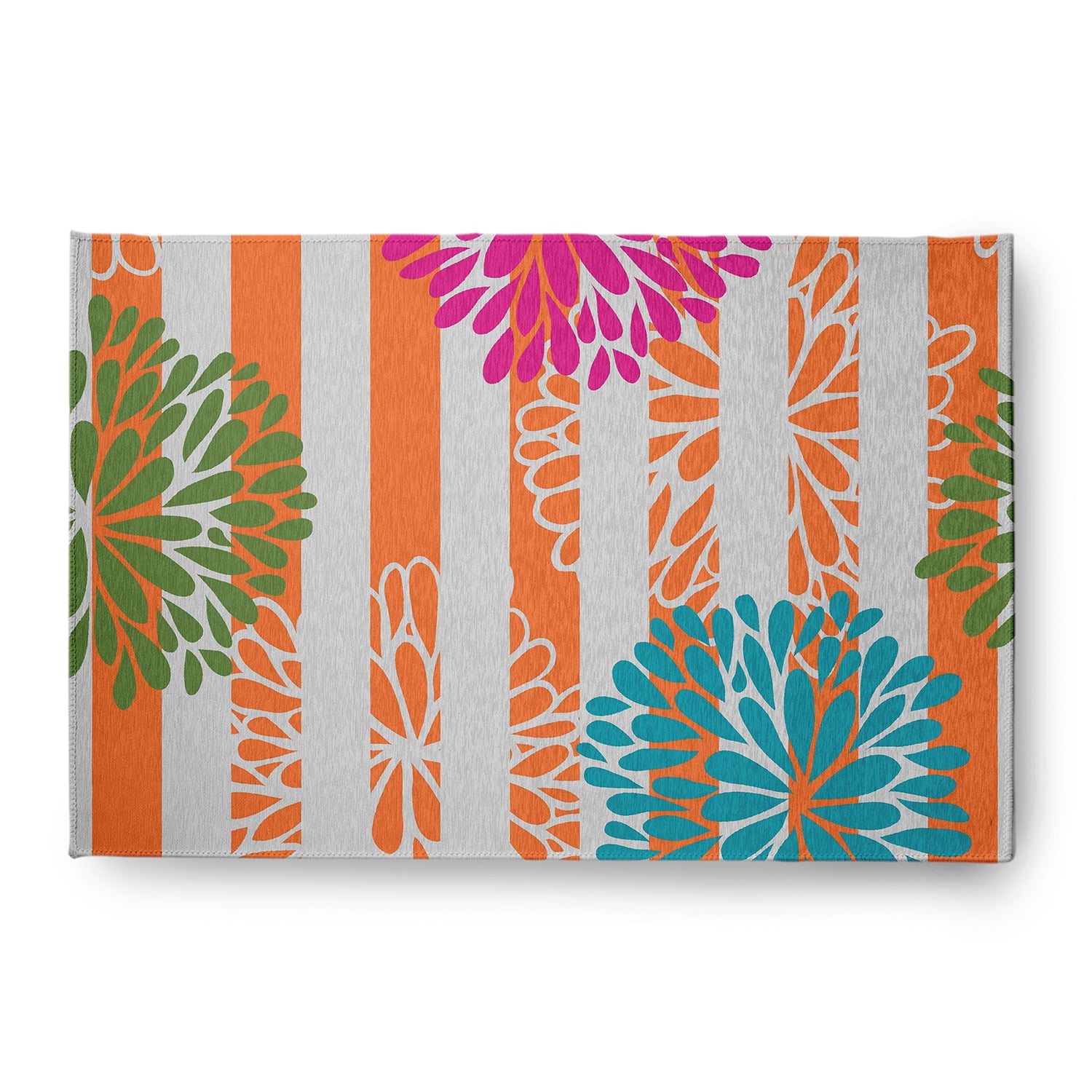Simply Daisy 4' x 6' Pink Flower Bursts Spring Chenille Indoor/Outdoor Rug