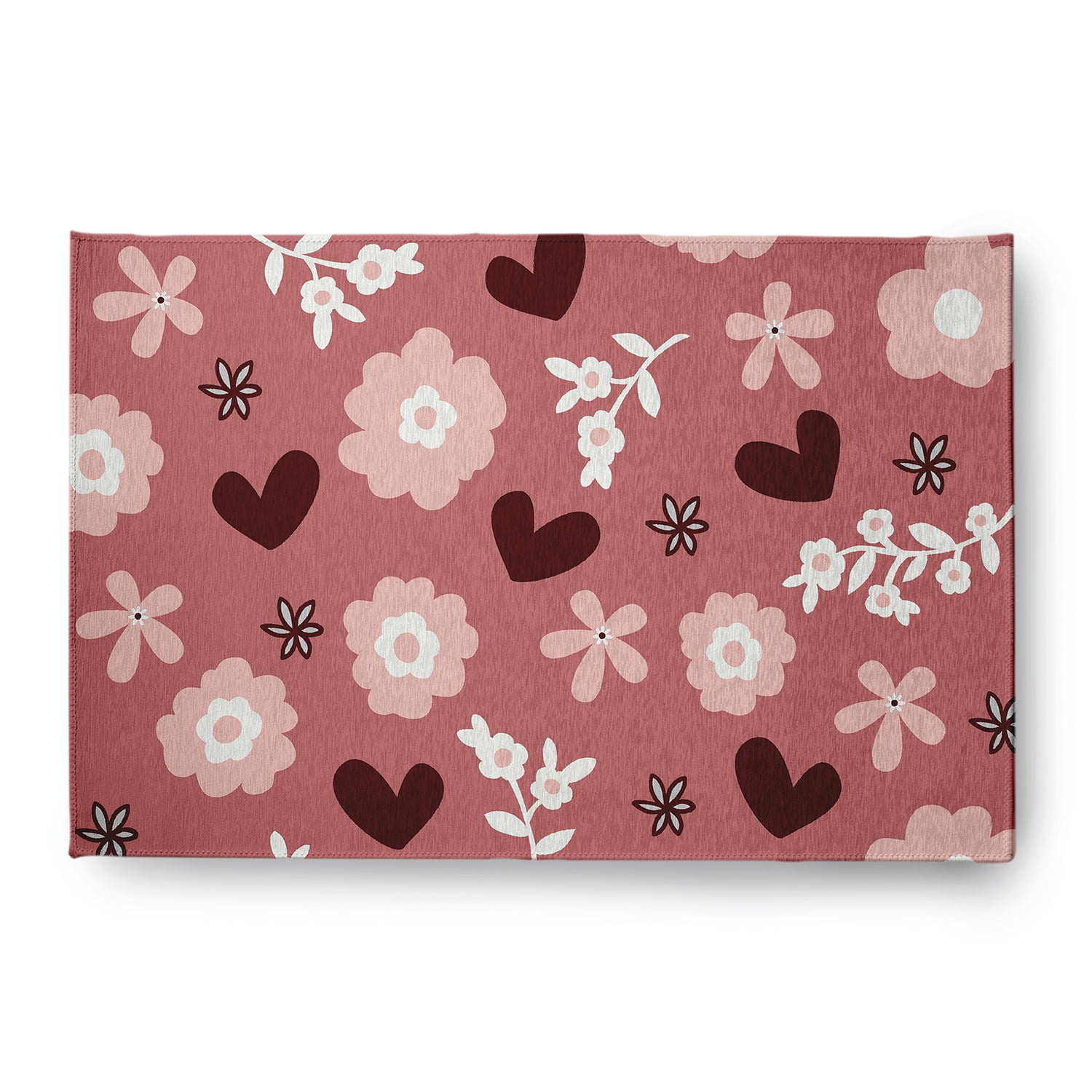 Simply Daisy 4' x 6' Pink Flowery Love Valentines Chenille Indoor/Outdoor Rug