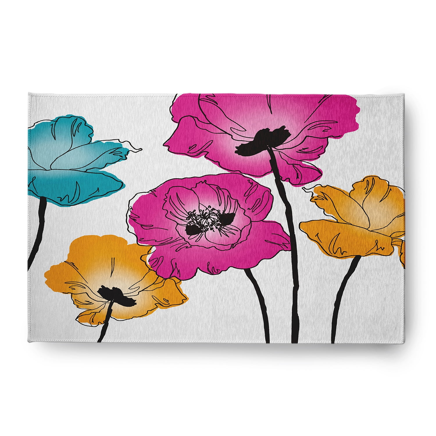 Simply Daisy 4' x 6' Pink Popping Poppies Spring Chenille Indoor/Outdoor Rug