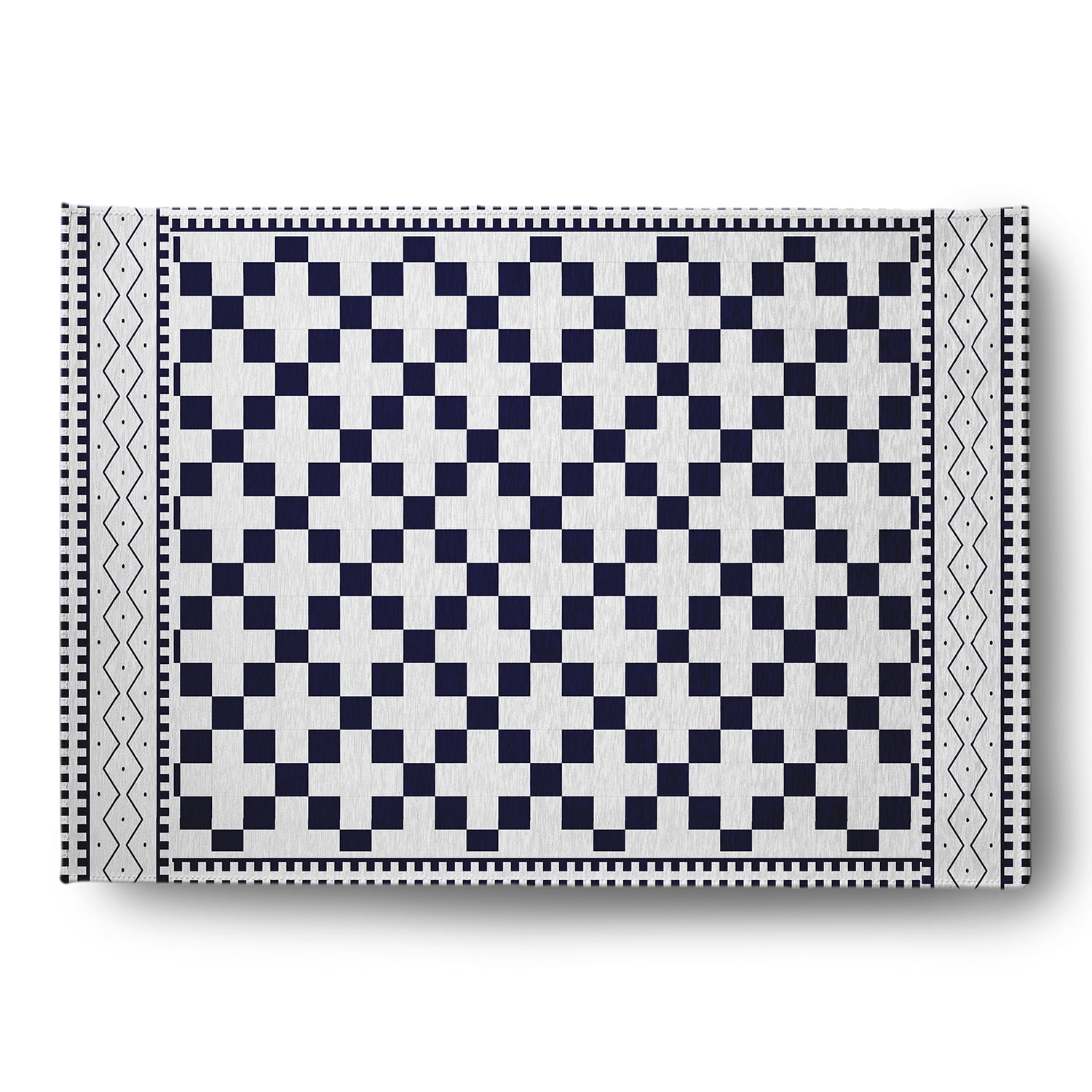 Simply Daisy 4' x 6' Spring Navy Cross and Squares Indoor/outdoor Rug