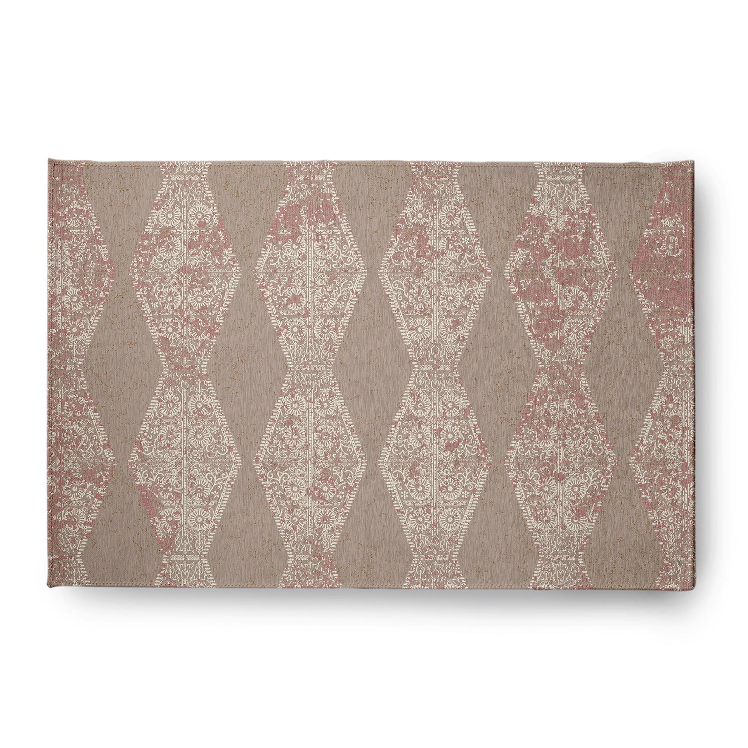 Simply Daisy 4' x 6' Tan Pyramid Stripe Chenille Indoor/Outdoor Rug