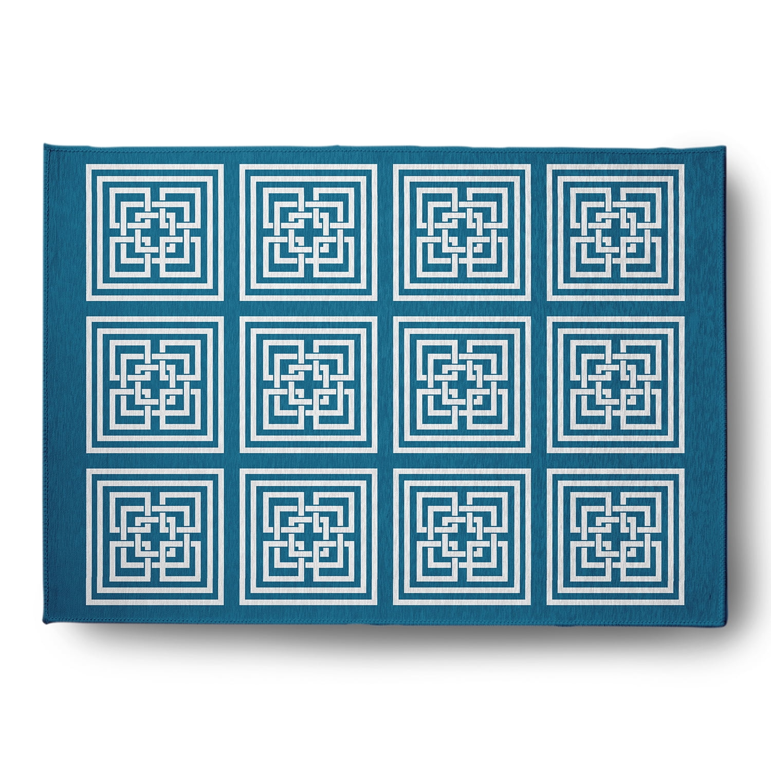 Simply Daisy 4' x 6' Unreal Teal Greek New Key Indoor/outdoor Rug