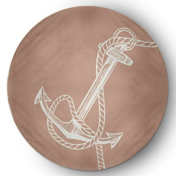 Simply Daisy 5' Round Anchored Nautical Chenille Rug, Mauve