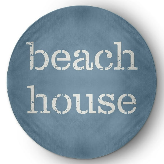 Simply Daisy 5' Round Beach House Nautical Chenille Rug, Dusty Smoke