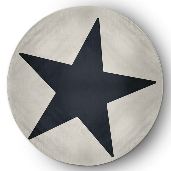 Simply Daisy 5' Round Big Star Chenille Rug, Shark Blue