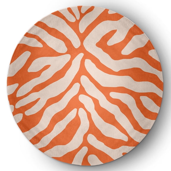 Simply Daisy 5' Round Blood Orange Animal Stripe Spring Chenille Indoor/Outdoor Rug