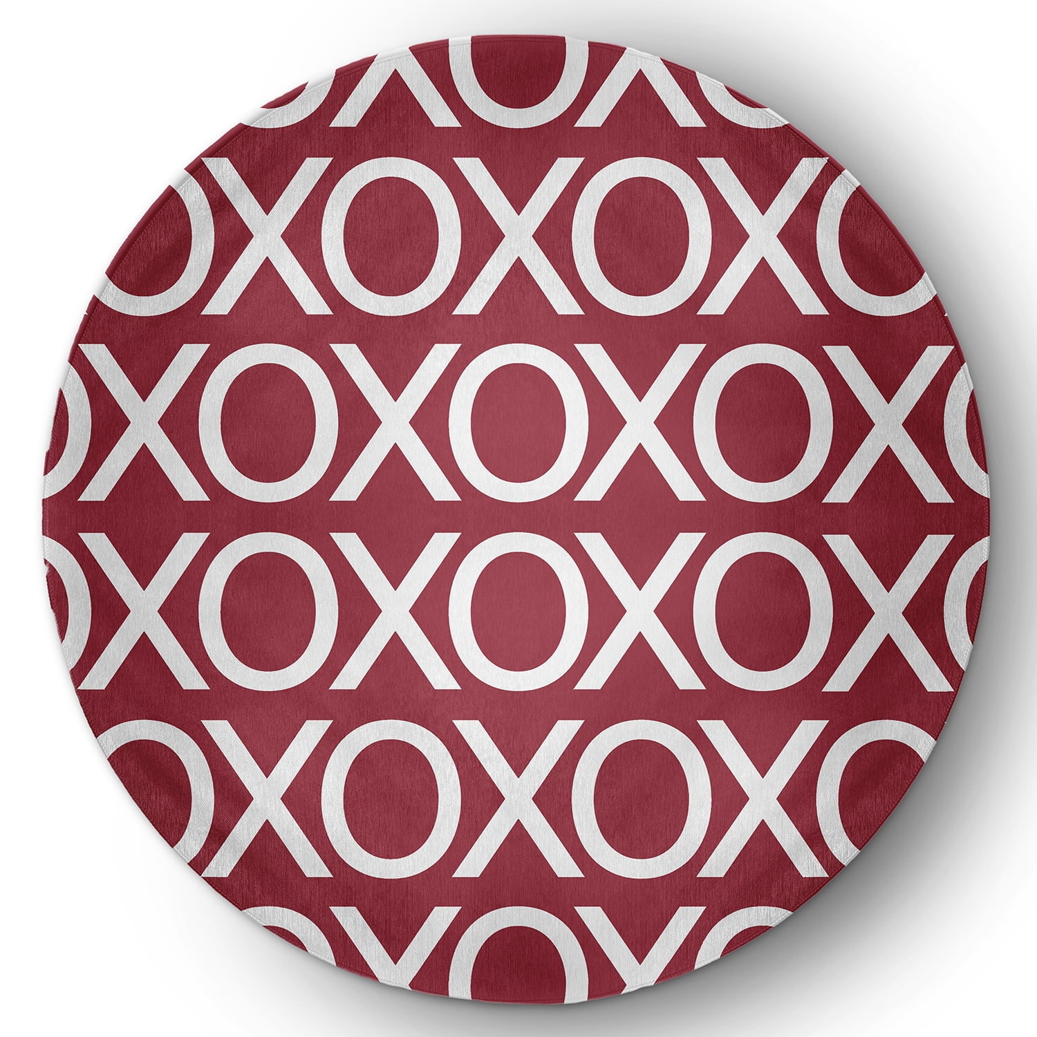 Simply Daisy 5' Round Brick Hugs and Kisses Valentines Chenille Indoor/Outdoor Rug