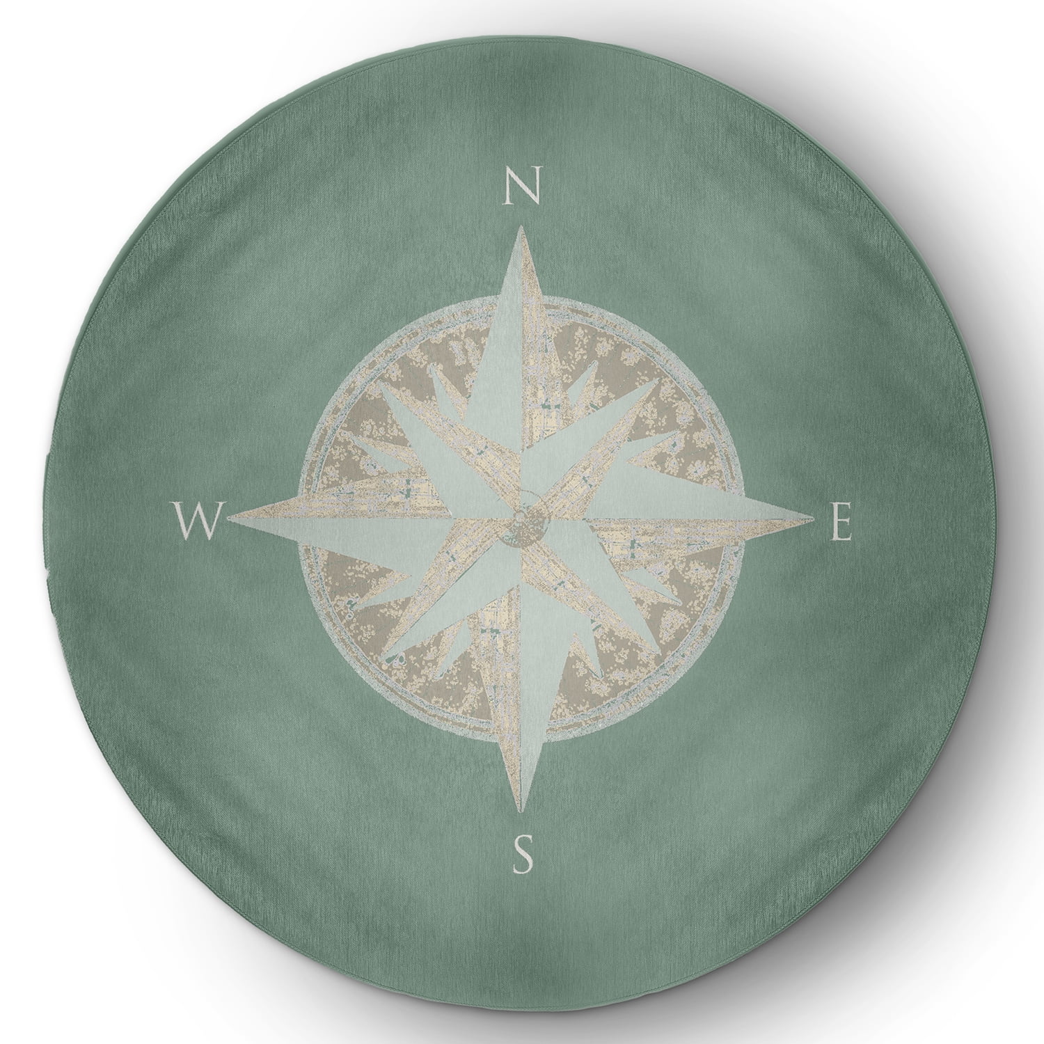 Simply Daisy 5' Round Compass Nautical Chenille Rug, Sage - Walmart.com