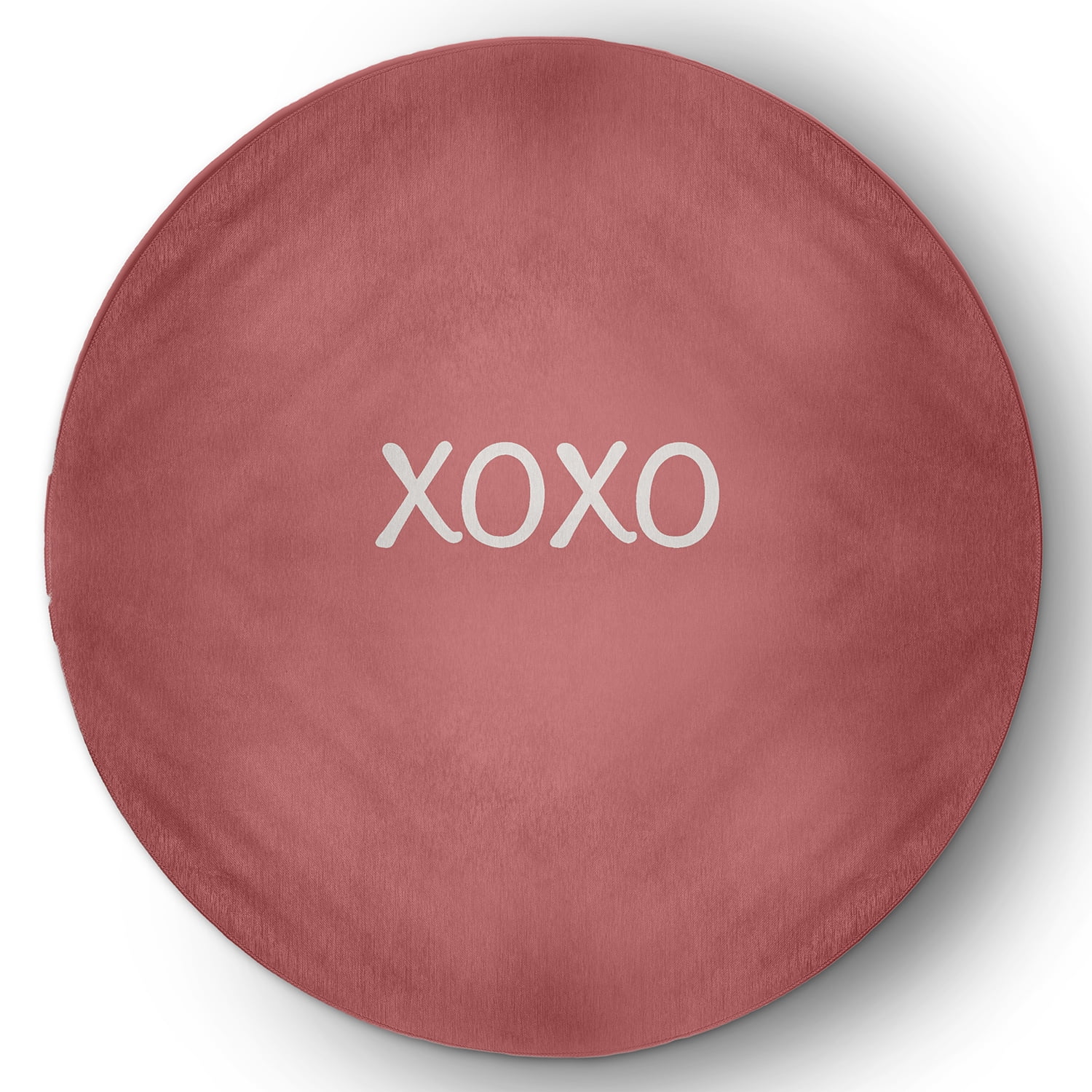 Simply Daisy 5' Round Coral XOXO Valentines Chenille Indoor/Outdoor Rug