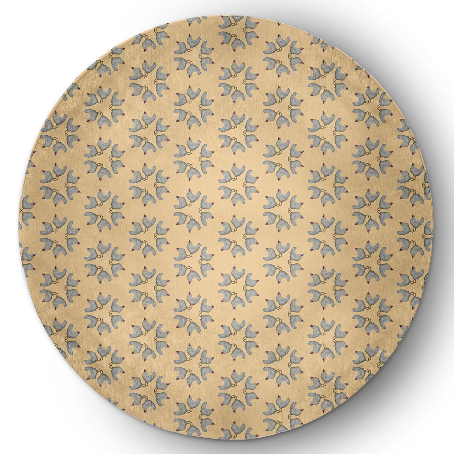 Simply Daisy 5' Round Corn Yellow Chickens-go-round Easter Chenille Indoor/Outdoor Rug