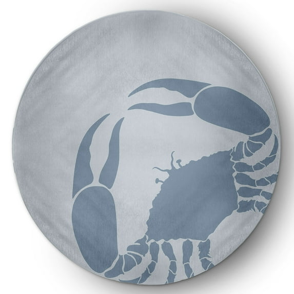 Simply Daisy 5' Round Crab Dip Nautical Chenille Rug, Dusty Smoke