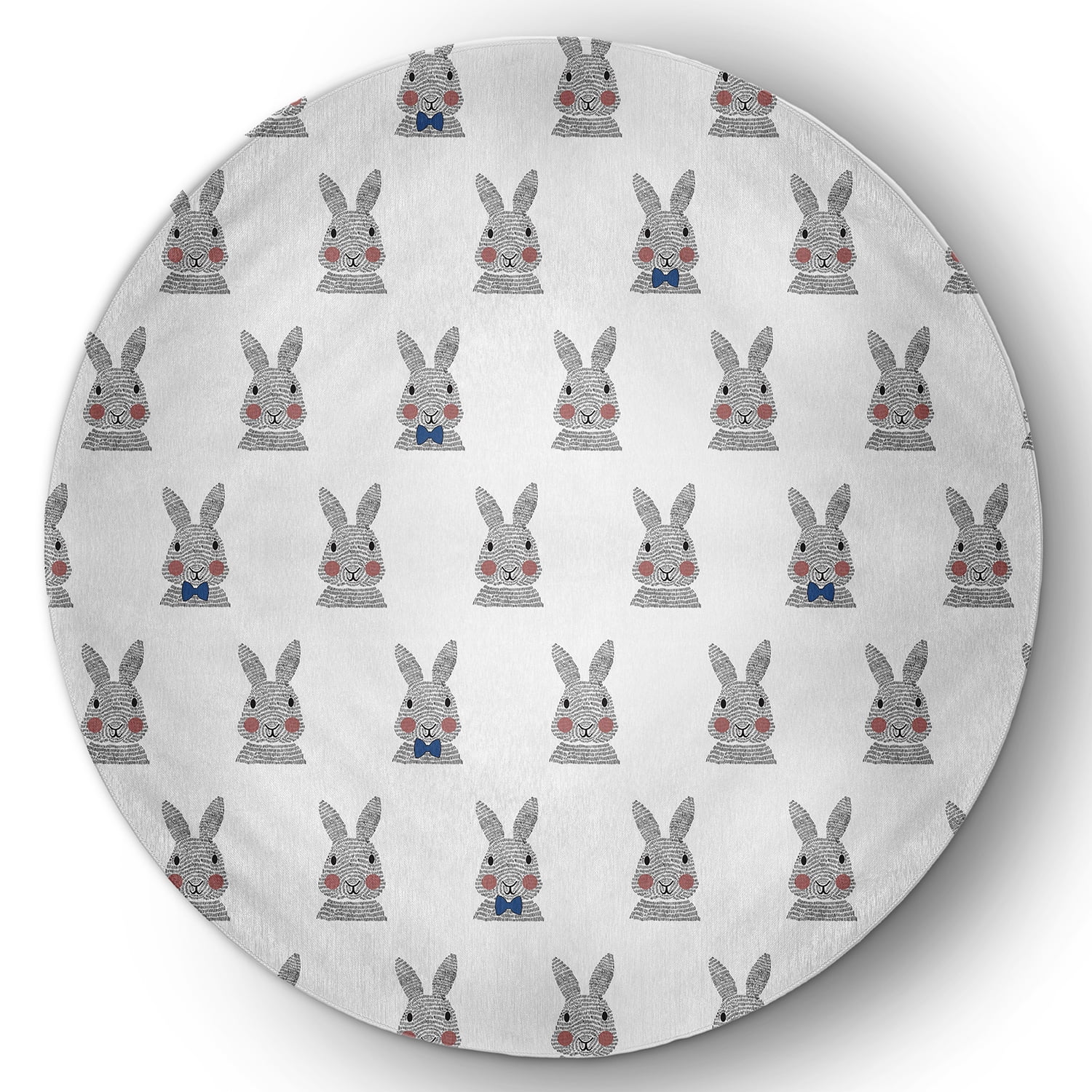 Simply Daisy 5' Round Dark Cobalt Blue Bunny Fluffle Easter Chenille Indoor/Outdoor Rug