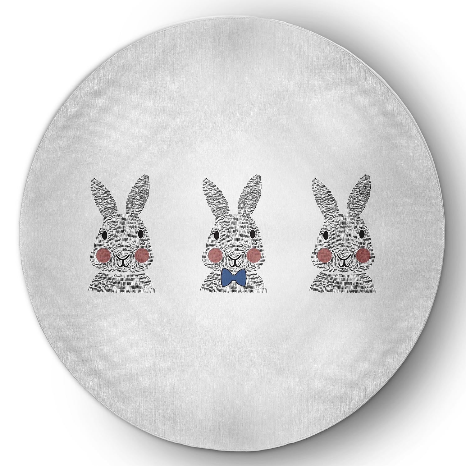 Simply Daisy 5' Round Dark Cobalt Blue Bunny Triplets Easter Chenille Indoor/Outdoor Rug