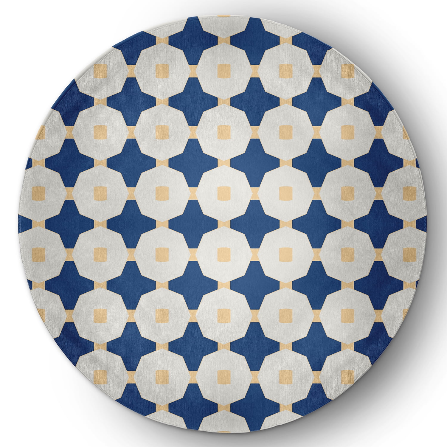 Simply Daisy 5' Round Dark Cobalt Blue Button Up Spring Chenille Indoor/Outdoor Rug
