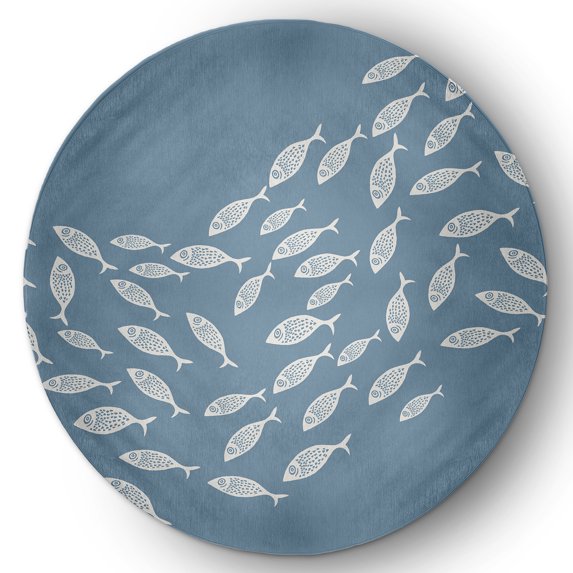 Simply Daisy 5' Round Escuela Nautical Chenille Rug, Dusty Smoke